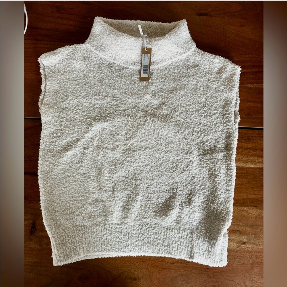 NWT Hello Nite! Fuzzy Sleeveless turtleneck Sweater, Nude, size Small - Picture 2 of 4